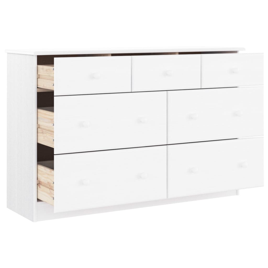 Ladekast ALTA 112x35x73 cm massief grenenhout wit is nu te koop bij PeponiXL, paradijselijk wonen!