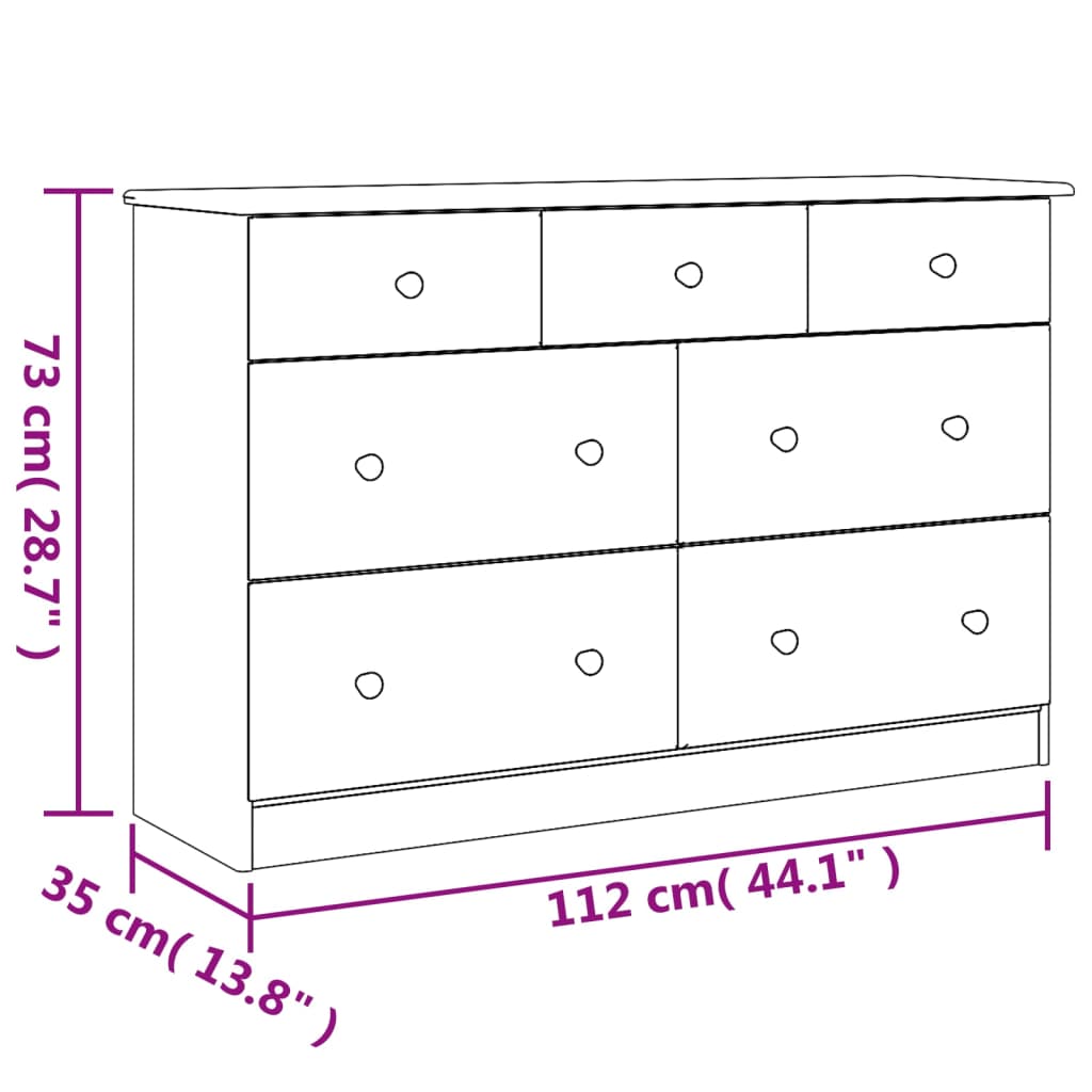 Ladekast ALTA 112x35x73 cm massief grenenhout wit is nu te koop bij PeponiXL, paradijselijk wonen!