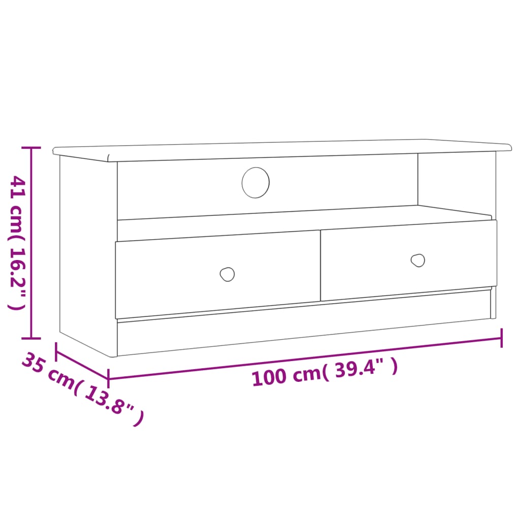 TV-meubel met lades ALTA 100x35x41 cm massief grenenhout is nu te koop bij PeponiXL, paradijselijk wonen!
