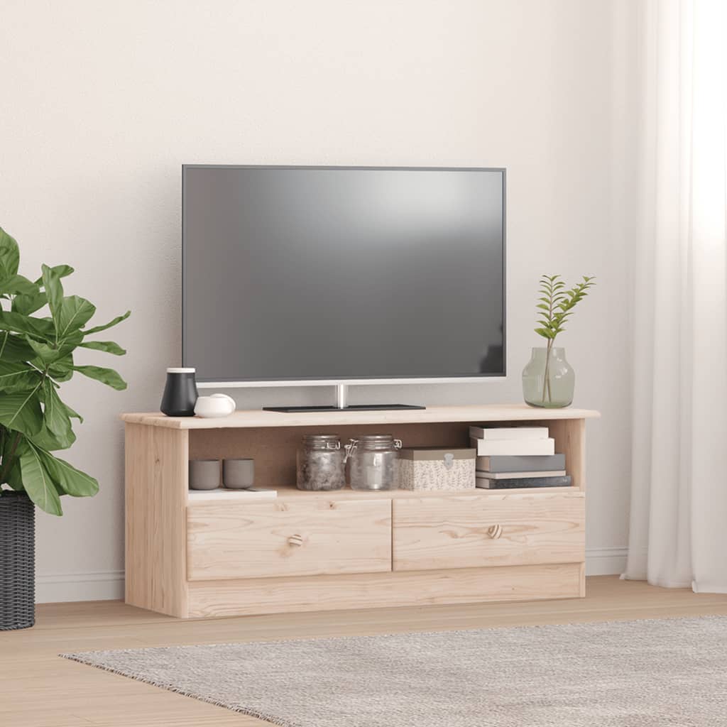 TV-meubel met lades ALTA 100x35x41 cm massief grenenhout is nu te koop bij PeponiXL, paradijselijk wonen!