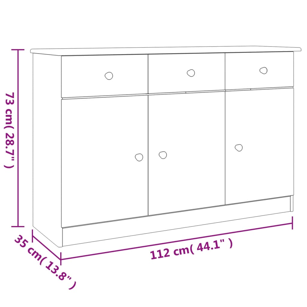 Dressoir ALTA 112x35x73 cm massief grenenhout is nu te koop bij PeponiXL, paradijselijk wonen!
