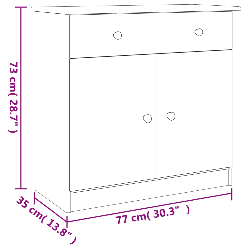 Dressoir ALTA 77x35x73 cm massief grenenhout is nu te koop bij PeponiXL, paradijselijk wonen!