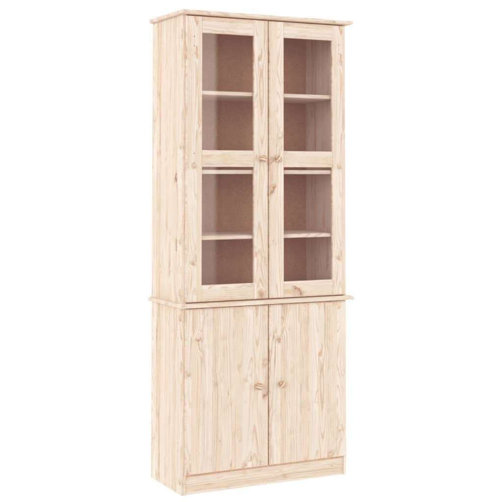 Vitrinekast ALTA 77x35x186,5 cm massief grenenhout is nu te koop bij PeponiXL, paradijselijk wonen!