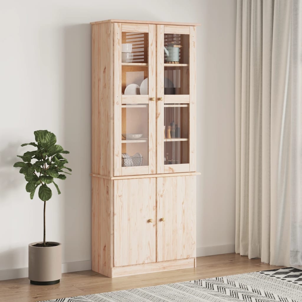 Vitrinekast ALTA 77x35x186,5 cm massief grenenhout is nu te koop bij PeponiXL, paradijselijk wonen!