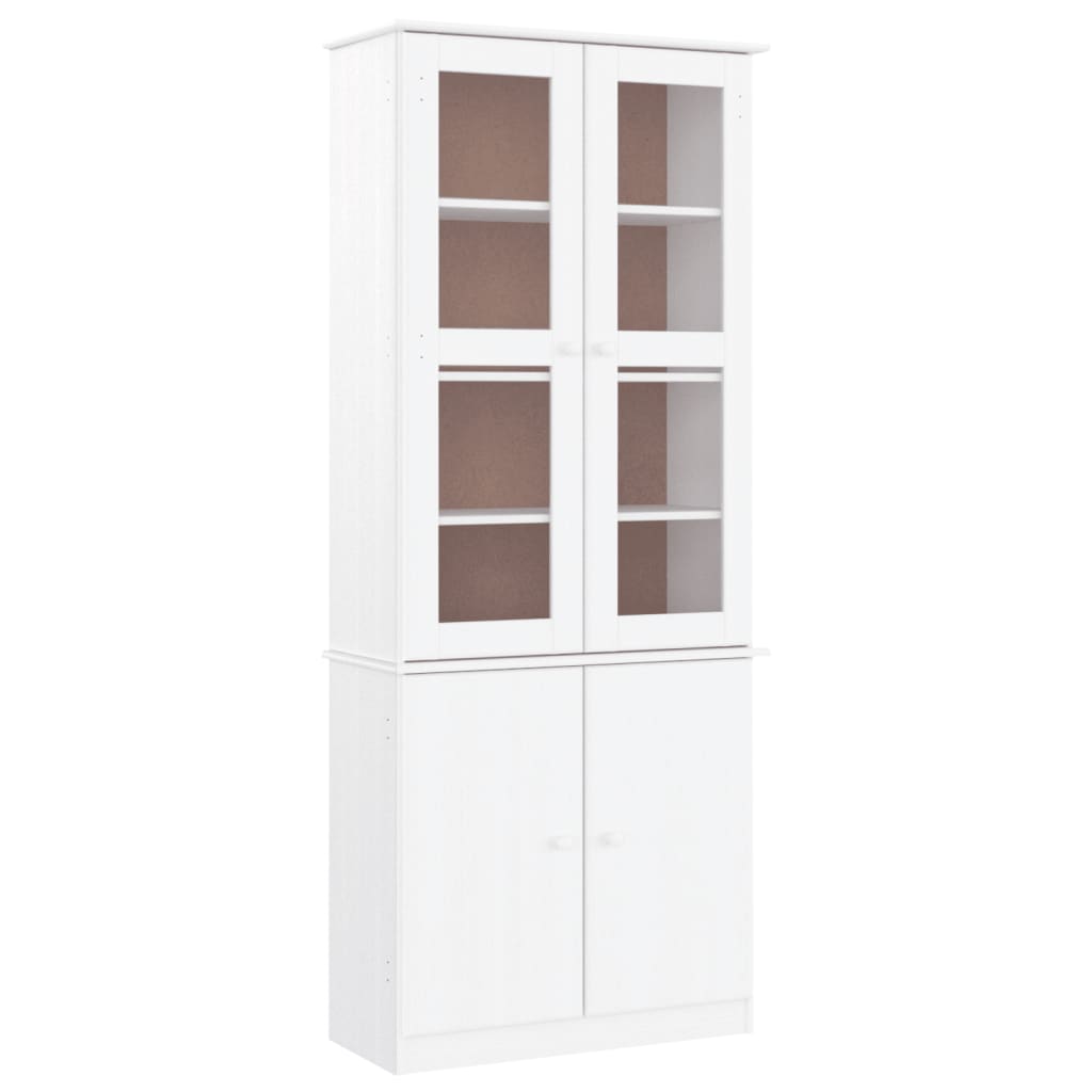 Vitrinekast ALTA 77x35x186,5 cm massief grenenhout wit is nu te koop bij PeponiXL, paradijselijk wonen!