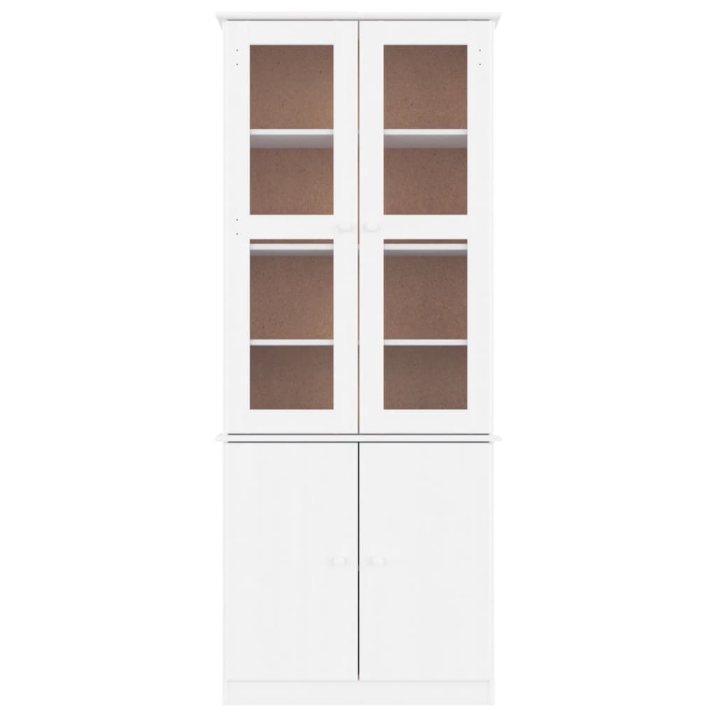 Vitrinekast ALTA 77x35x186,5 cm massief grenenhout wit is nu te koop bij PeponiXL, paradijselijk wonen!