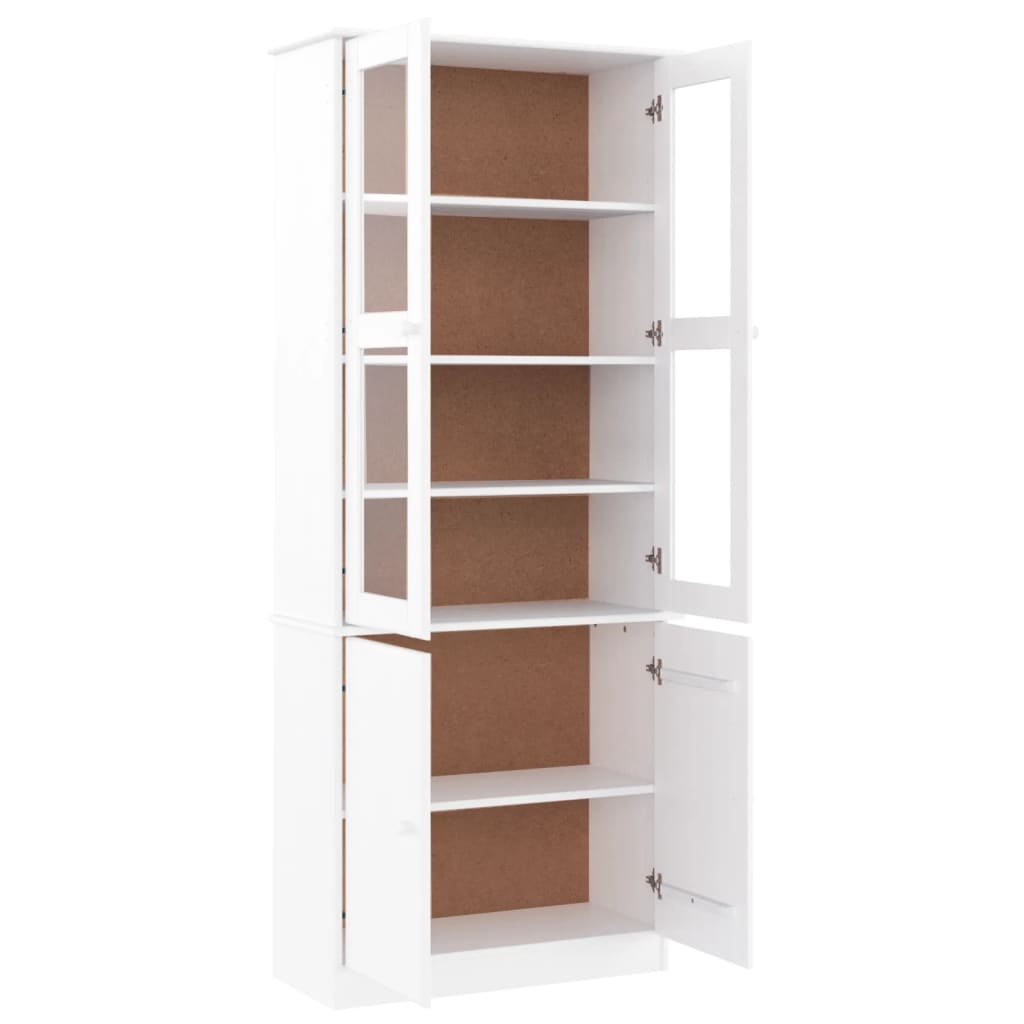 Vitrinekast ALTA 77x35x186,5 cm massief grenenhout wit is nu te koop bij PeponiXL, paradijselijk wonen!