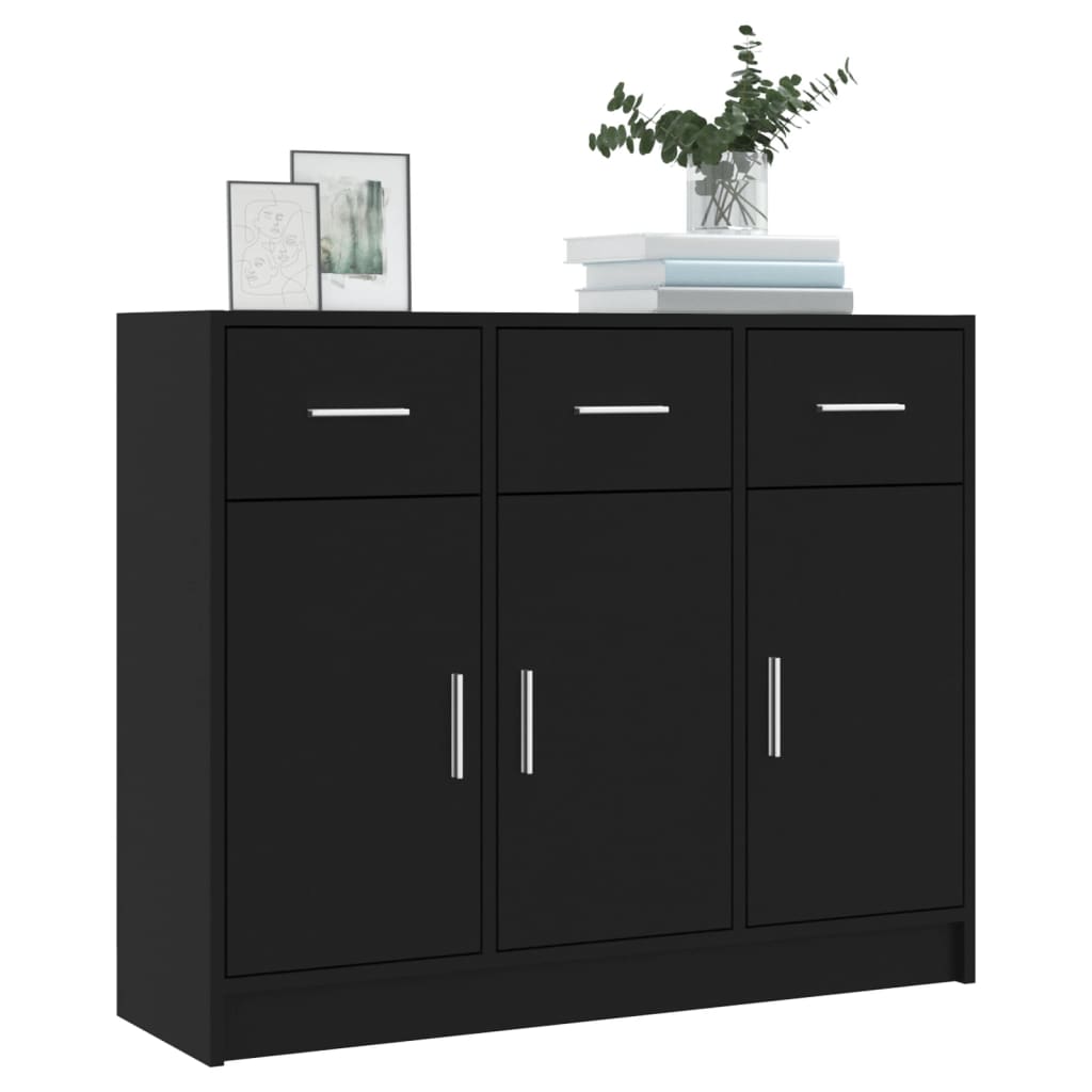 Dressoir 91x28x75 cm bewerkt hout zwart is nu te koop bij PeponiXL, paradijselijk wonen!