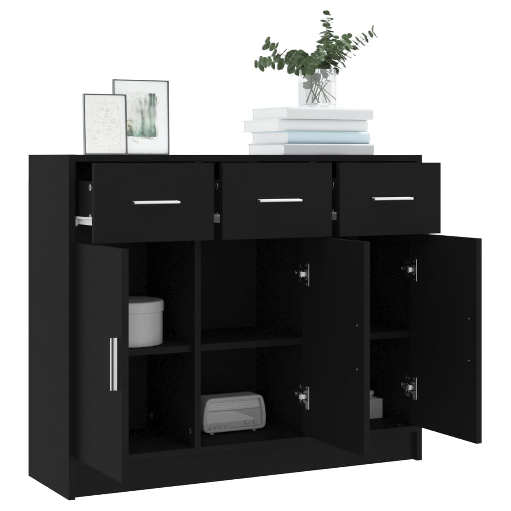 Dressoir 91x28x75 cm bewerkt hout zwart is nu te koop bij PeponiXL, paradijselijk wonen!