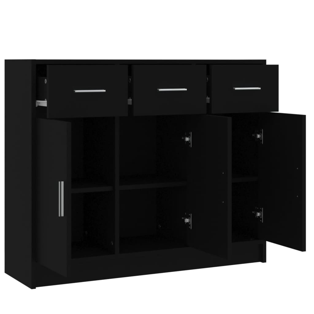 Dressoir 91x28x75 cm bewerkt hout zwart is nu te koop bij PeponiXL, paradijselijk wonen!