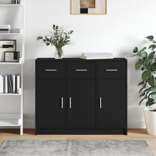 Dressoir 91x28x75 cm bewerkt hout zwart is nu te koop bij PeponiXL, paradijselijk wonen!