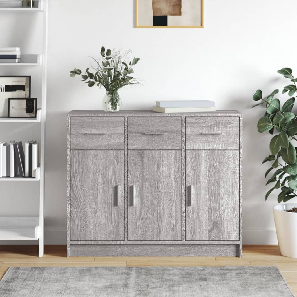 Dressoir 91x28x75 cm bewerkt hout grijs sonoma eikenkleurig is nu te koop bij PeponiXL, paradijselijk wonen!