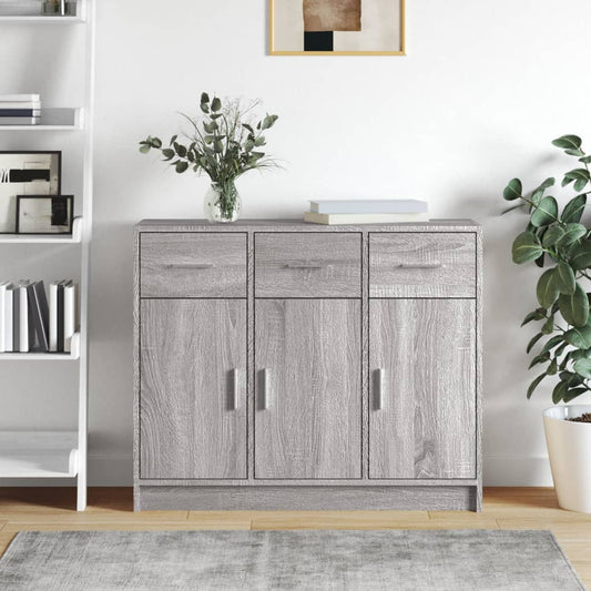 Dressoir 91x28x75 cm bewerkt hout grijs sonoma eikenkleurig is nu te koop bij PeponiXL, paradijselijk wonen!