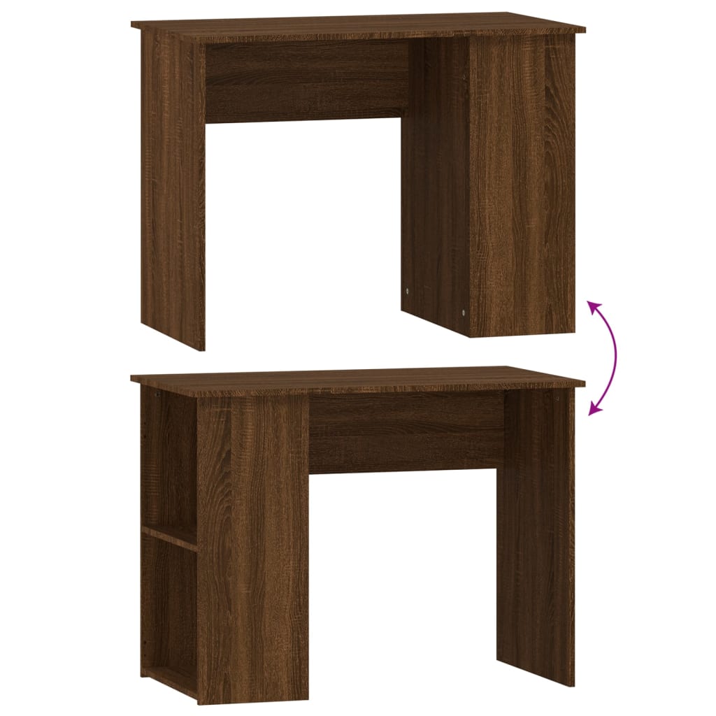 Bureau 100x55x75 cm bewerkt hout bruin eikenkleur is nu te koop bij PeponiXL, paradijselijk wonen!