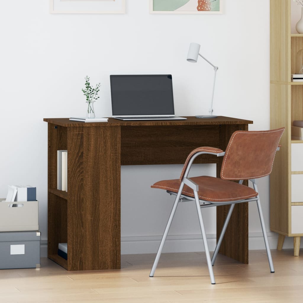 Bureau 100x55x75 cm bewerkt hout bruin eikenkleur is nu te koop bij PeponiXL, paradijselijk wonen!
