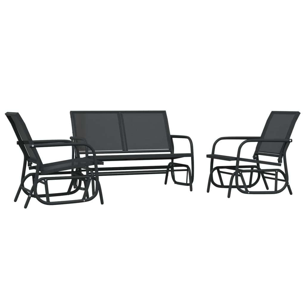 3-delige Loungeset schommel aluminium textileen zwart is nu te koop bij PeponiXL, paradijselijk wonen!