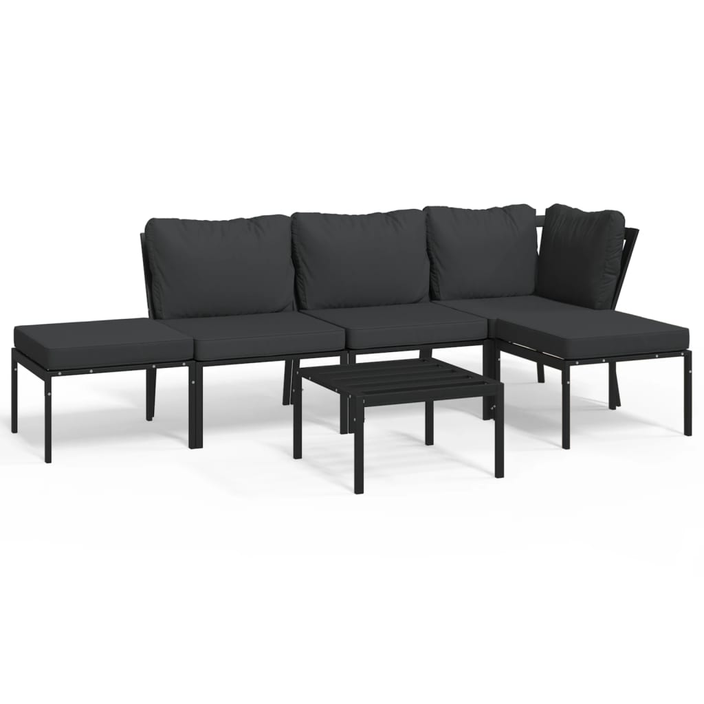 6-delige Loungeset met kussens staal grijs is nu te koop bij PeponiXL, paradijselijk wonen!