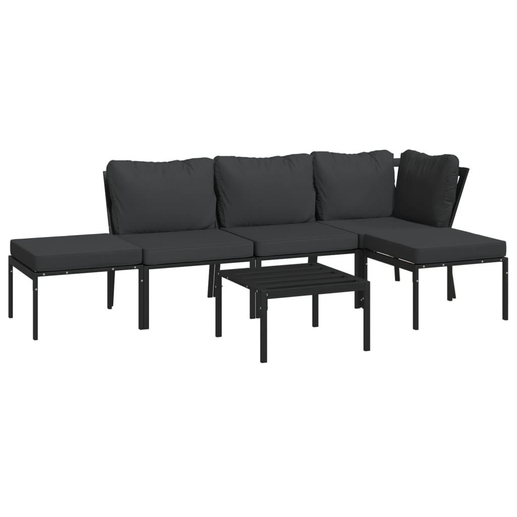 6-delige Loungeset met kussens staal grijs is nu te koop bij PeponiXL, paradijselijk wonen!