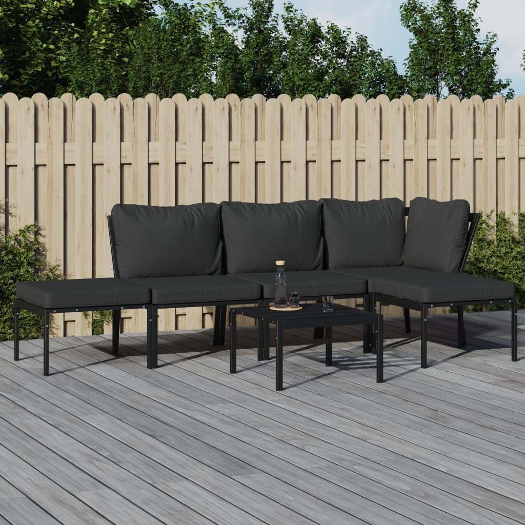 6-delige Loungeset met kussens staal grijs is nu te koop bij PeponiXL, paradijselijk wonen!