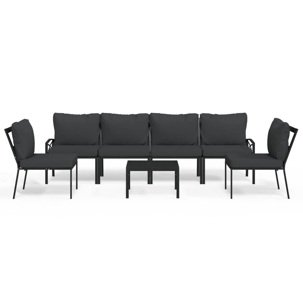 7-delige Loungeset met kussens staal grijs is nu te koop bij PeponiXL, paradijselijk wonen!