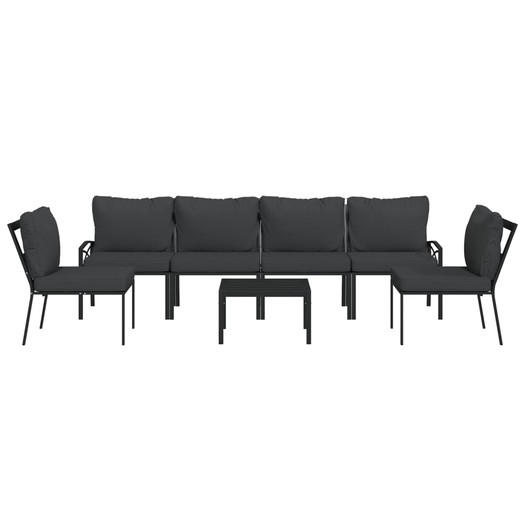 7-delige Loungeset met kussens staal grijs is nu te koop bij PeponiXL, paradijselijk wonen!