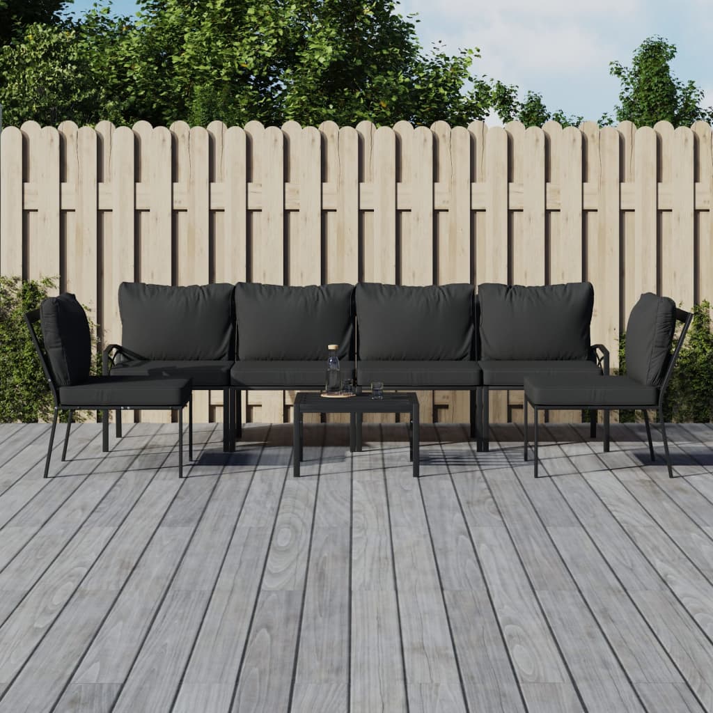 7-delige Loungeset met kussens staal grijs is nu te koop bij PeponiXL, paradijselijk wonen!