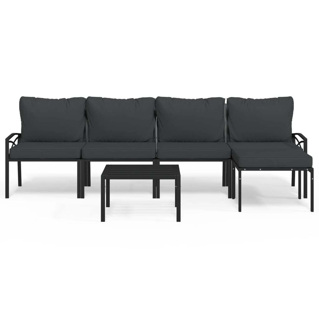 6-delige Loungeset met kussens staal grijs is nu te koop bij PeponiXL, paradijselijk wonen!