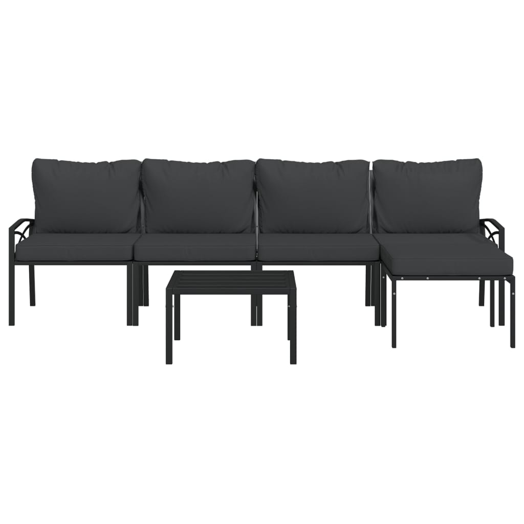 6-delige Loungeset met kussens staal grijs is nu te koop bij PeponiXL, paradijselijk wonen!