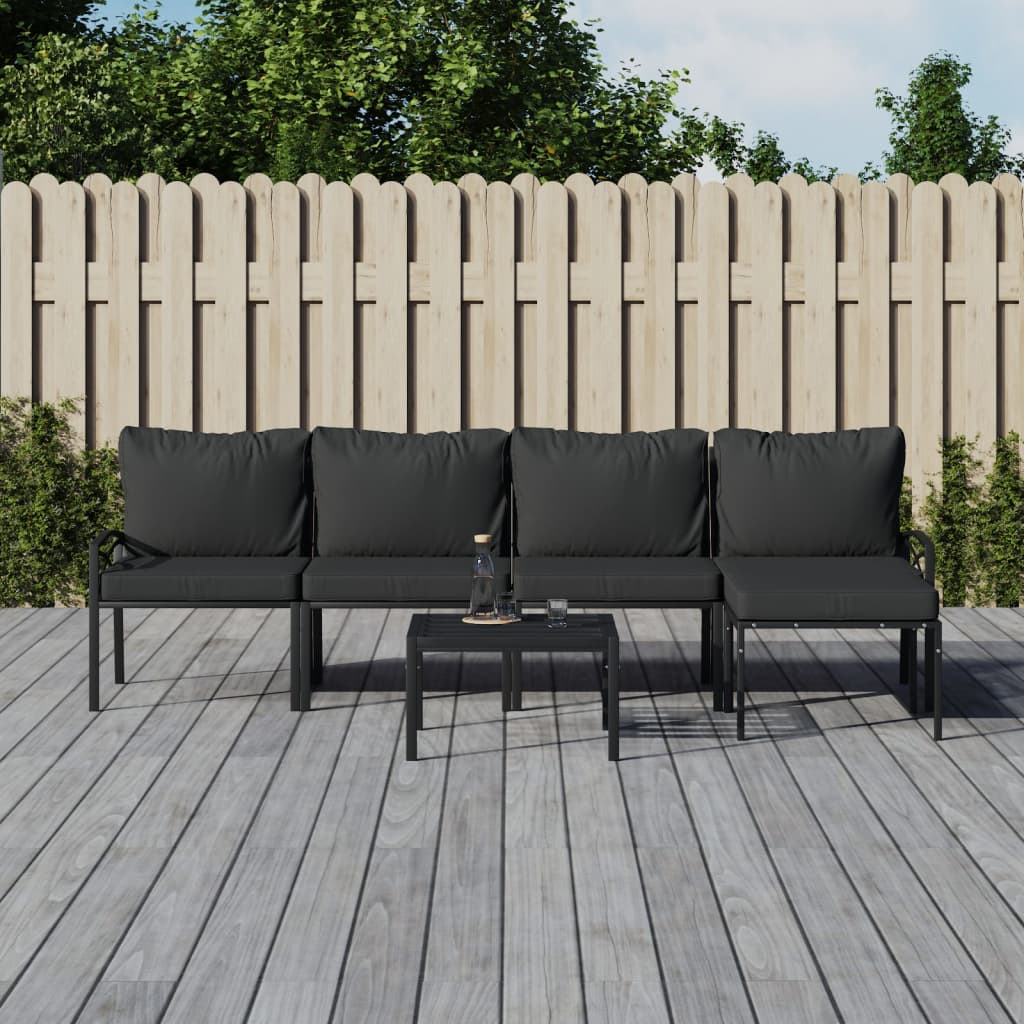 6-delige Loungeset met kussens staal grijs is nu te koop bij PeponiXL, paradijselijk wonen!