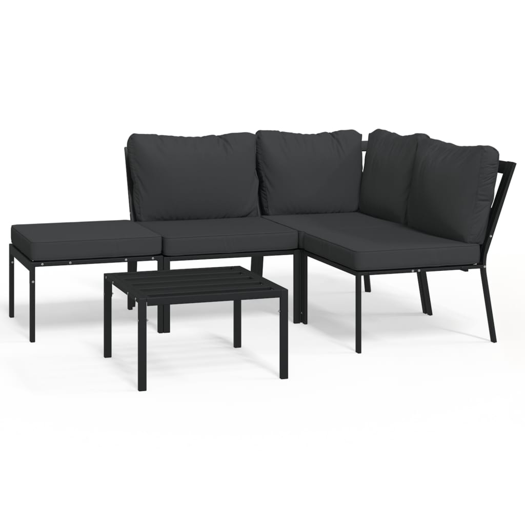 5-delige Loungeset met kussens staal grijs is nu te koop bij PeponiXL, paradijselijk wonen!