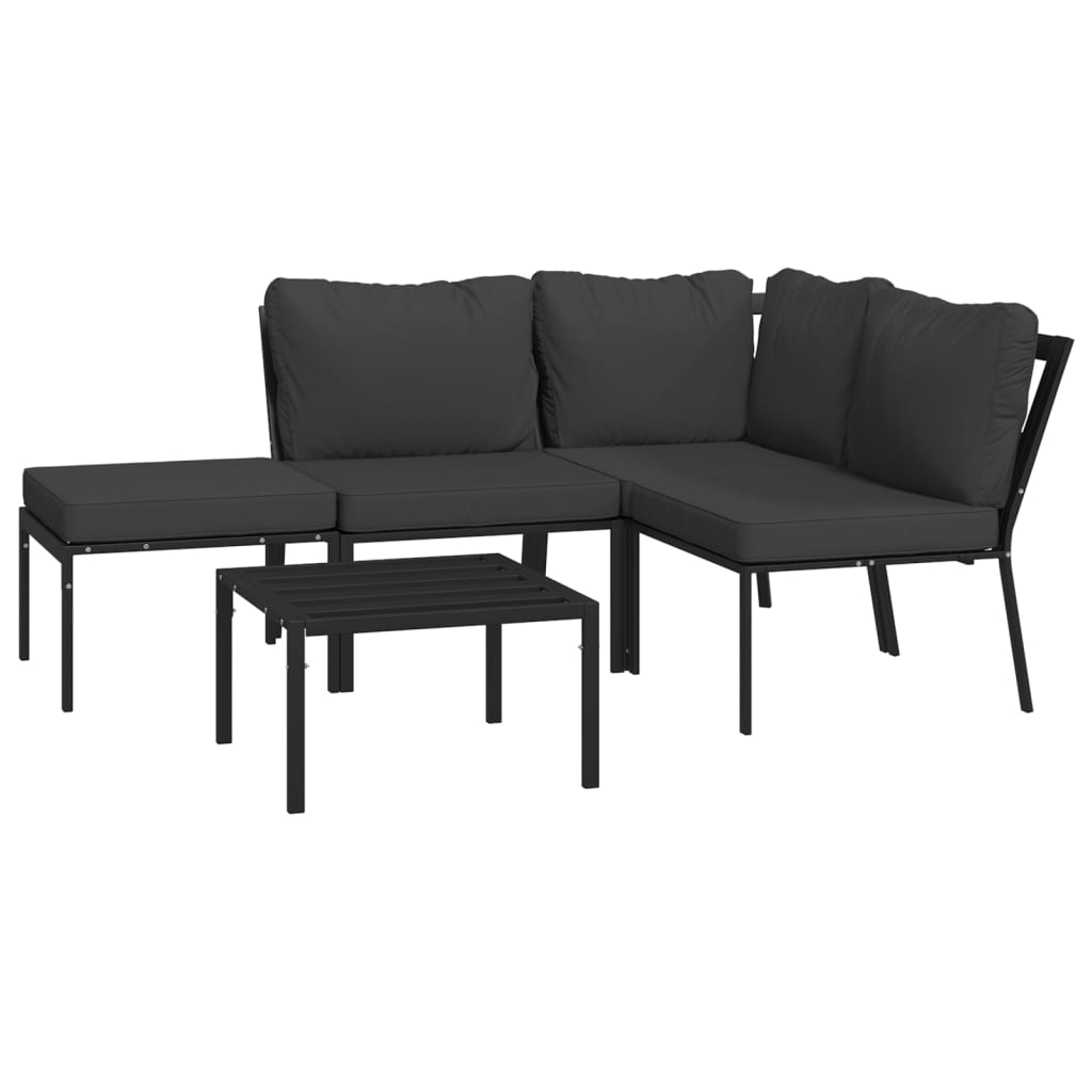 5-delige Loungeset met kussens staal grijs is nu te koop bij PeponiXL, paradijselijk wonen!