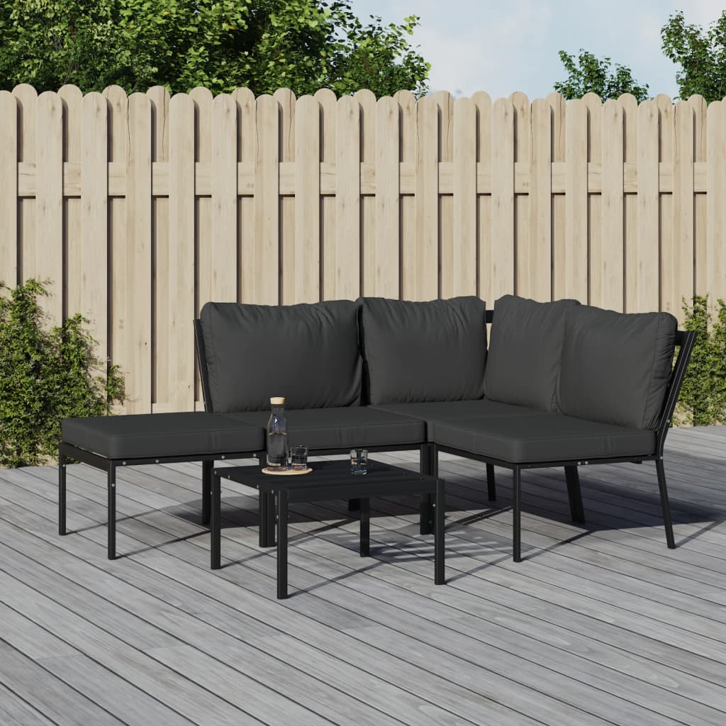 5-delige Loungeset met kussens staal grijs is nu te koop bij PeponiXL, paradijselijk wonen!