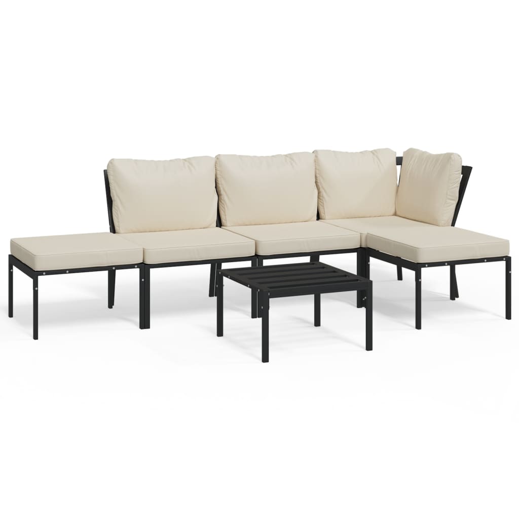 6-delige Loungeset met zandkleurige kussens staal is nu te koop bij PeponiXL, paradijselijk wonen!
