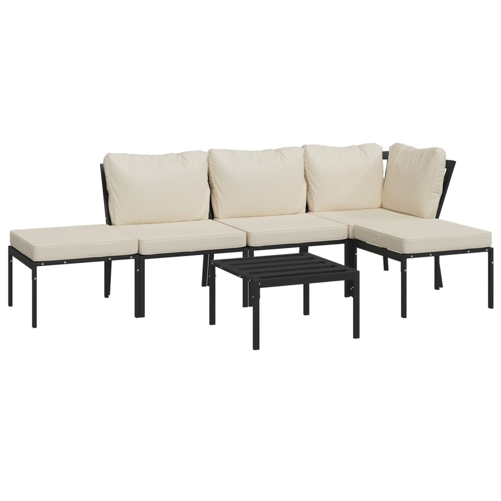 6-delige Loungeset met zandkleurige kussens staal is nu te koop bij PeponiXL, paradijselijk wonen!