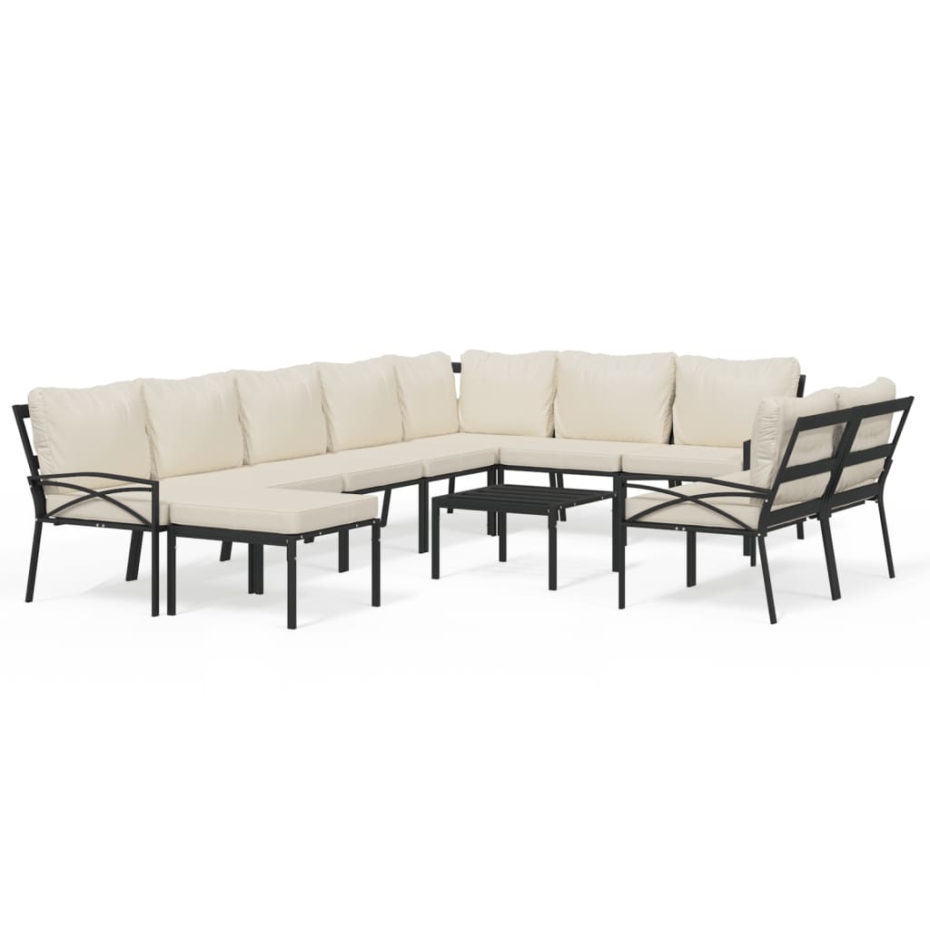 11-delige Loungeset met kussens staal zandkleurig is nu te koop bij PeponiXL, paradijselijk wonen!