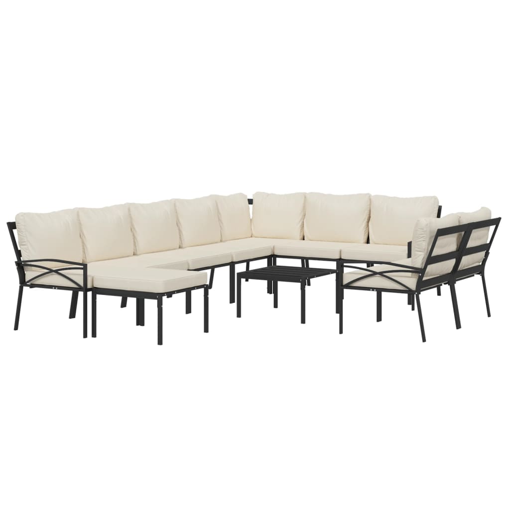 11-delige Loungeset met kussens staal zandkleurig is nu te koop bij PeponiXL, paradijselijk wonen!