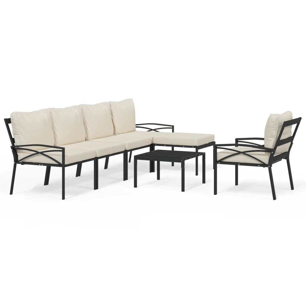 7-delige Loungeset met kussens staal zandkleurig is nu te koop bij PeponiXL, paradijselijk wonen!