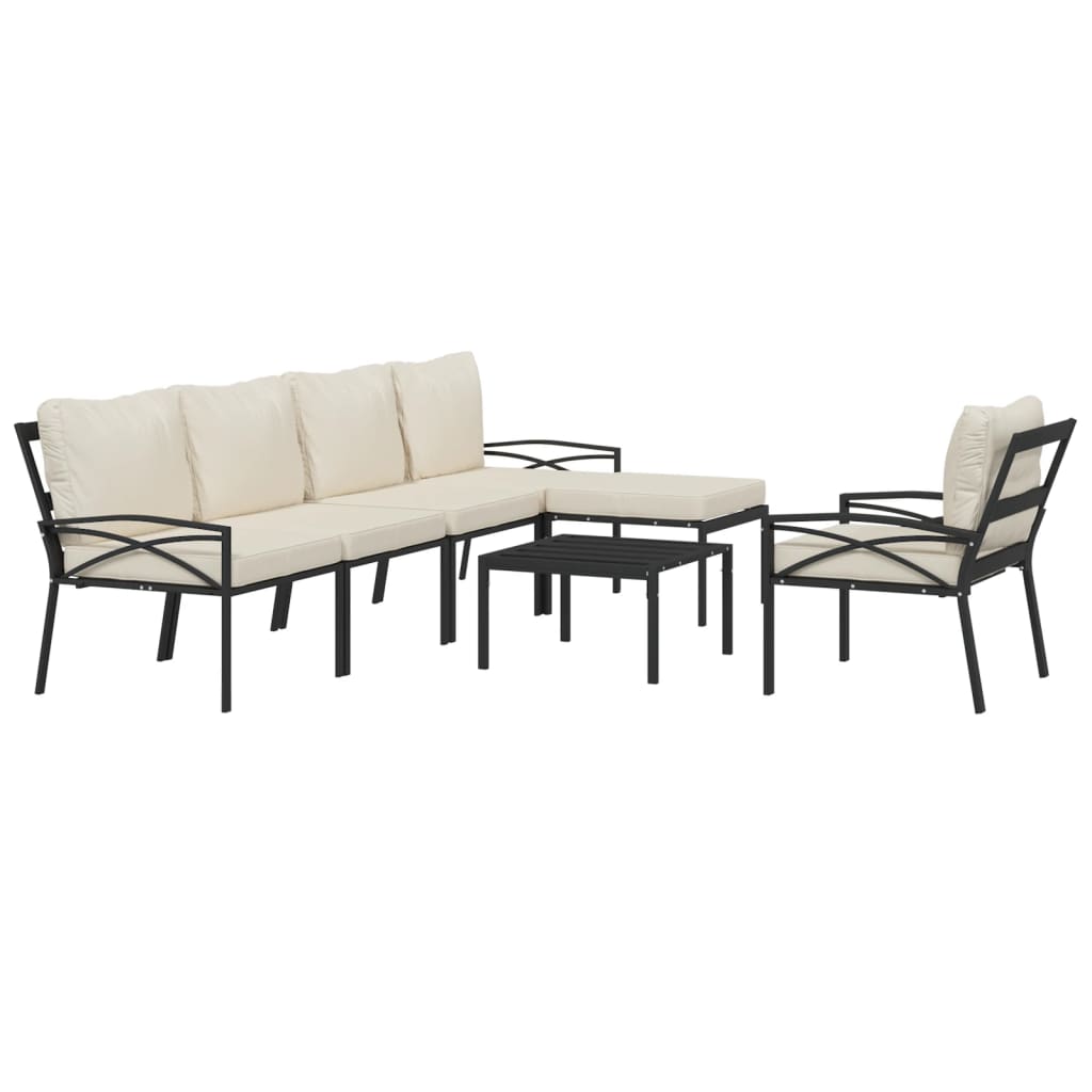 7-delige Loungeset met kussens staal zandkleurig is nu te koop bij PeponiXL, paradijselijk wonen!
