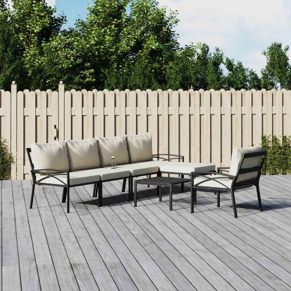 7-delige Loungeset met kussens staal zandkleurig is nu te koop bij PeponiXL, paradijselijk wonen!