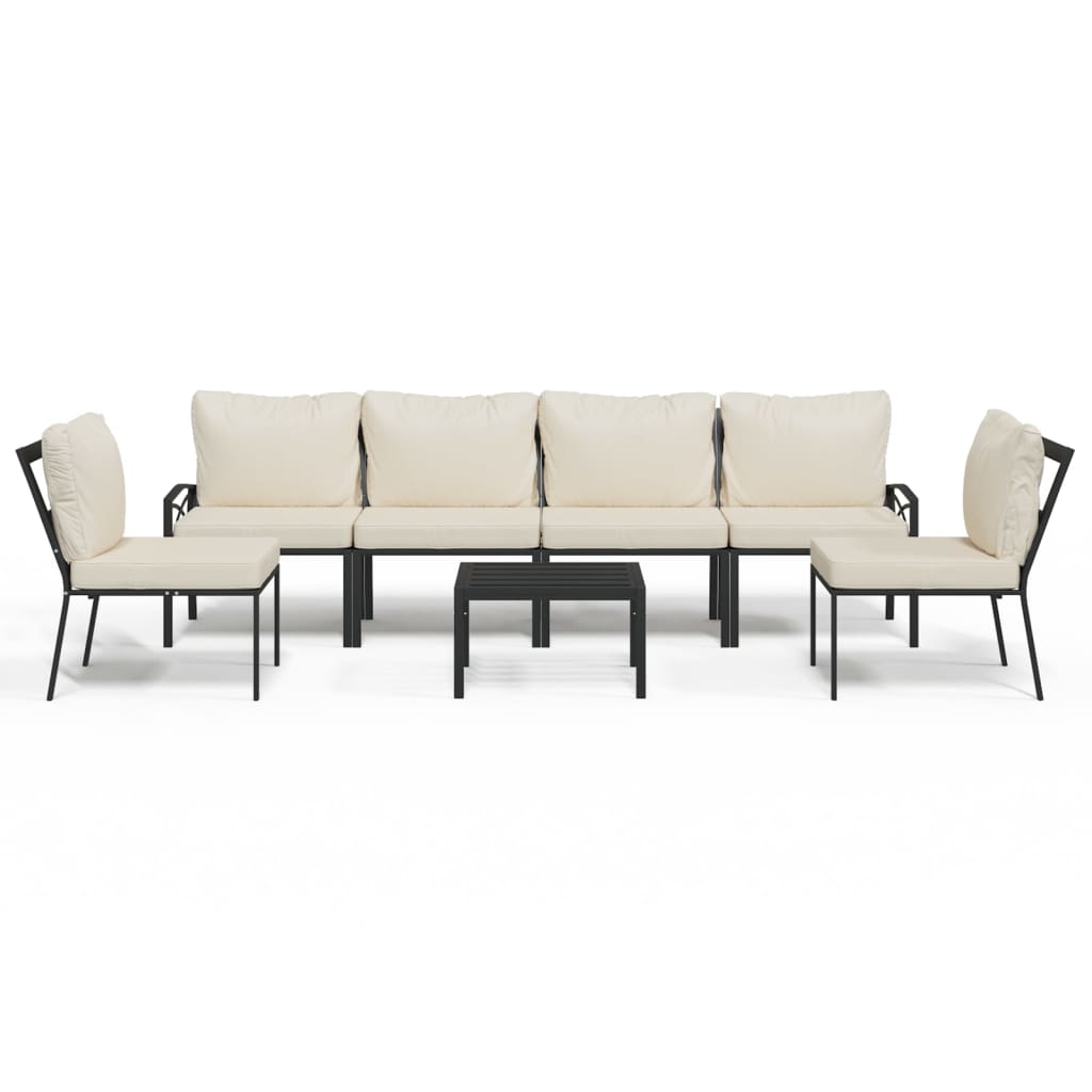7-delige Loungeset met kussens staal zandkleurig is nu te koop bij PeponiXL, paradijselijk wonen!