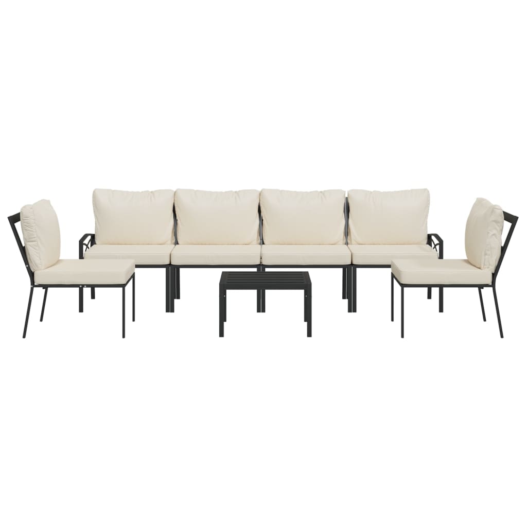 7-delige Loungeset met kussens staal zandkleurig is nu te koop bij PeponiXL, paradijselijk wonen!