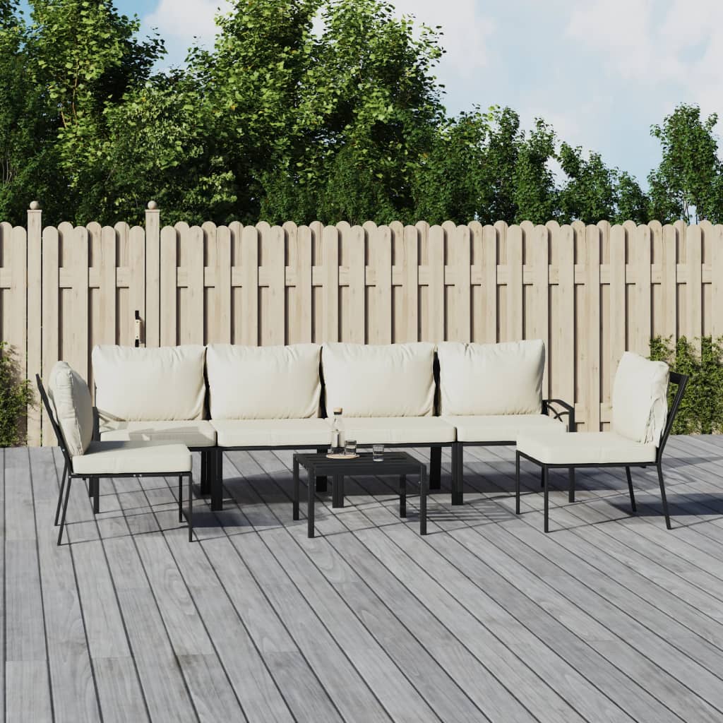 7-delige Loungeset met kussens staal zandkleurig is nu te koop bij PeponiXL, paradijselijk wonen!