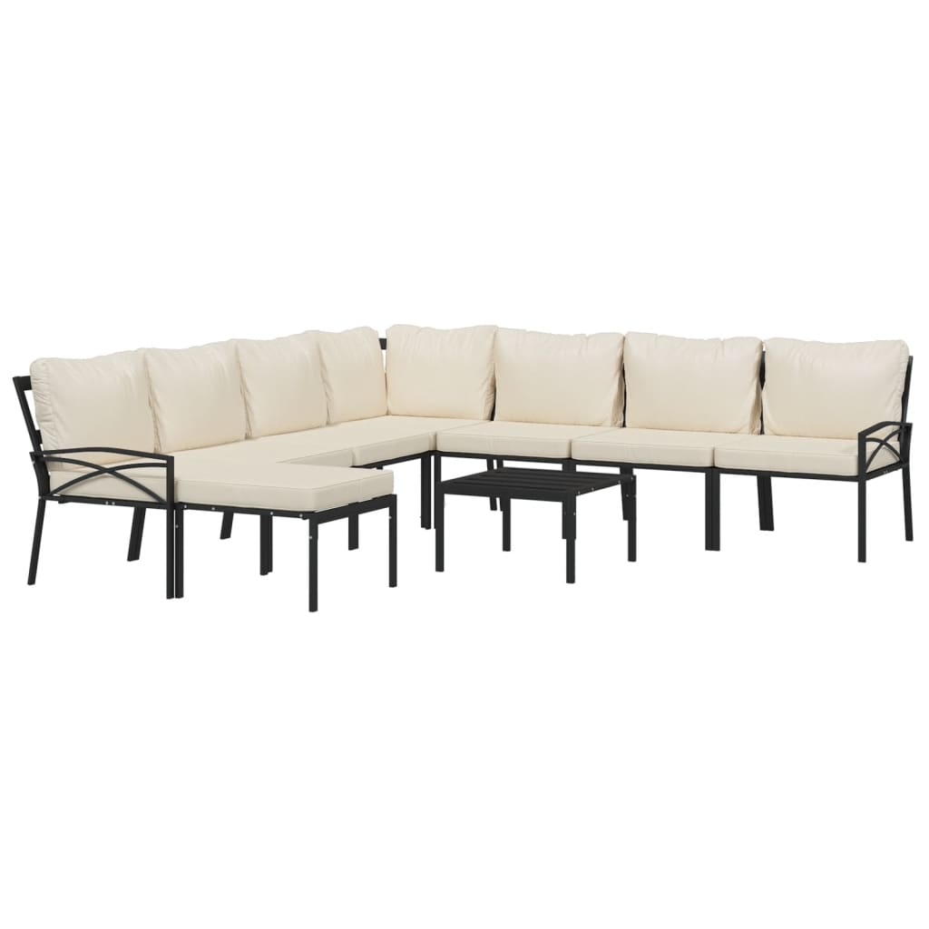 9-delige Loungeset met kussens staal zandkleurig is nu te koop bij PeponiXL, paradijselijk wonen!