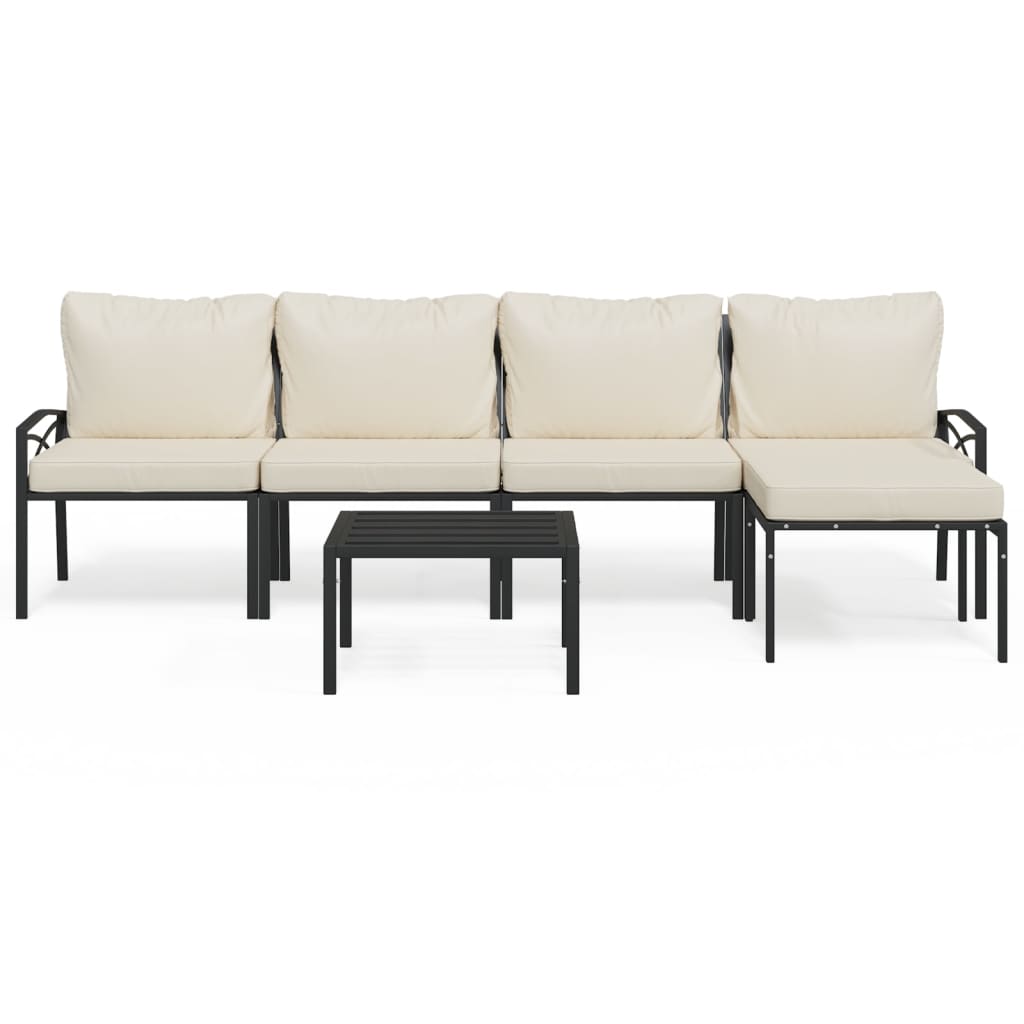 6-delige Loungeset met zandkleurige kussens staal is nu te koop bij PeponiXL, paradijselijk wonen!