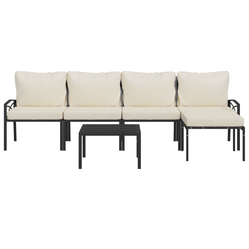 6-delige Loungeset met zandkleurige kussens staal is nu te koop bij PeponiXL, paradijselijk wonen!