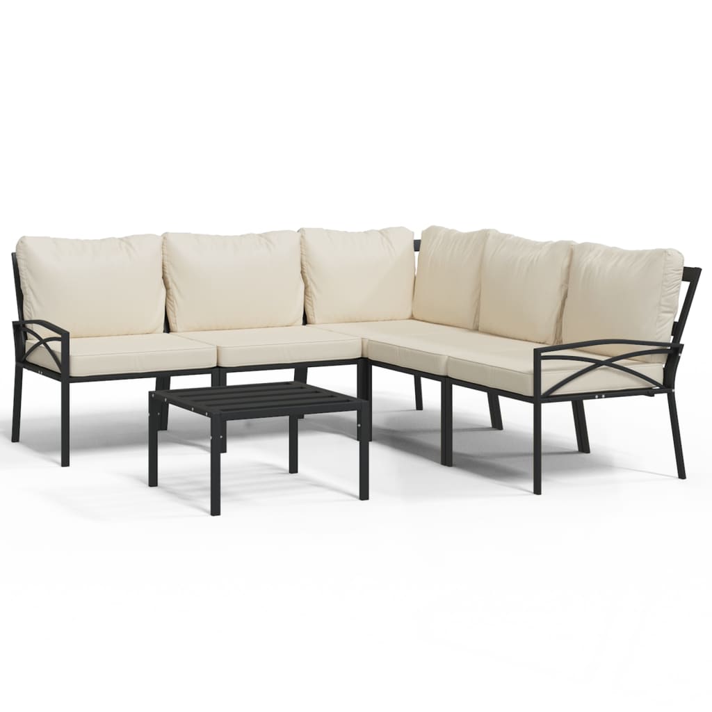 6-delige Loungeset met zandkleurige kussens staal is nu te koop bij PeponiXL, paradijselijk wonen!