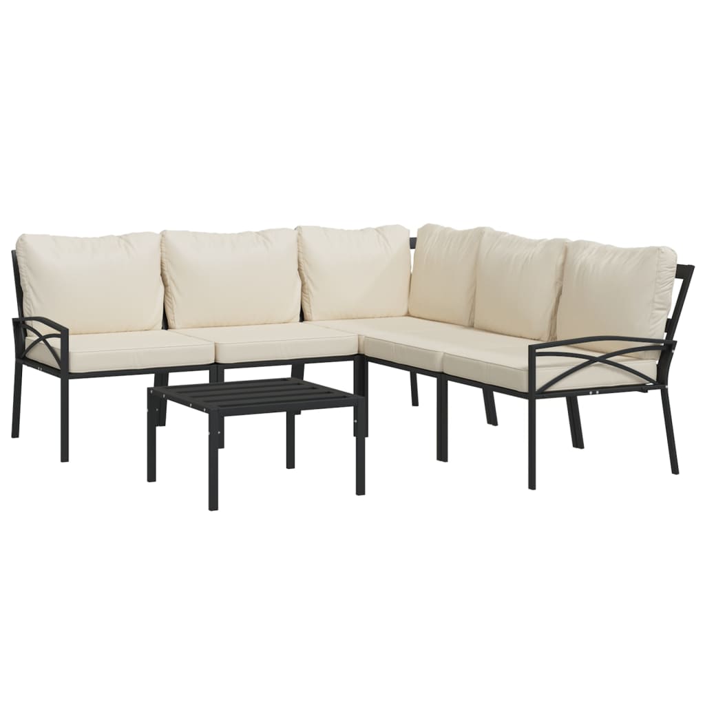 6-delige Loungeset met zandkleurige kussens staal is nu te koop bij PeponiXL, paradijselijk wonen!