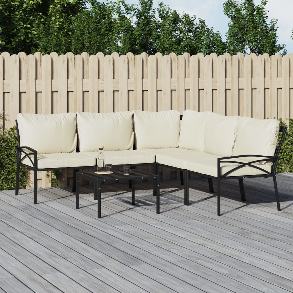 6-delige Loungeset met zandkleurige kussens staal is nu te koop bij PeponiXL, paradijselijk wonen!