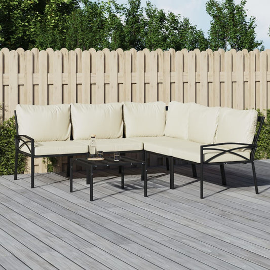 6-delige Loungeset met zandkleurige kussens staal is nu te koop bij PeponiXL, paradijselijk wonen!