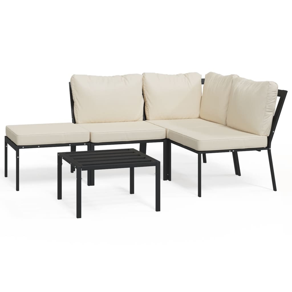 5-delige Loungeset met zandkleurige kussens staal is nu te koop bij PeponiXL, paradijselijk wonen!